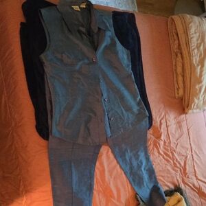 Gap Blue Trouser And Blouse Set